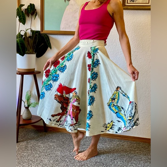 1950s hand-painted vintage matador circle skirt ππ» - Picture 1 of 16